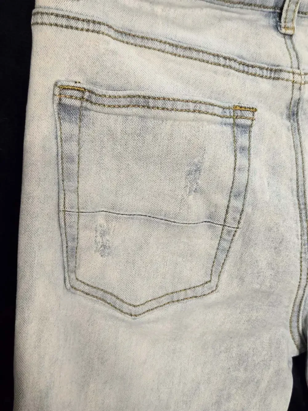 Amiri Pajama Art Patch Skinny Jeans in Light Vintage